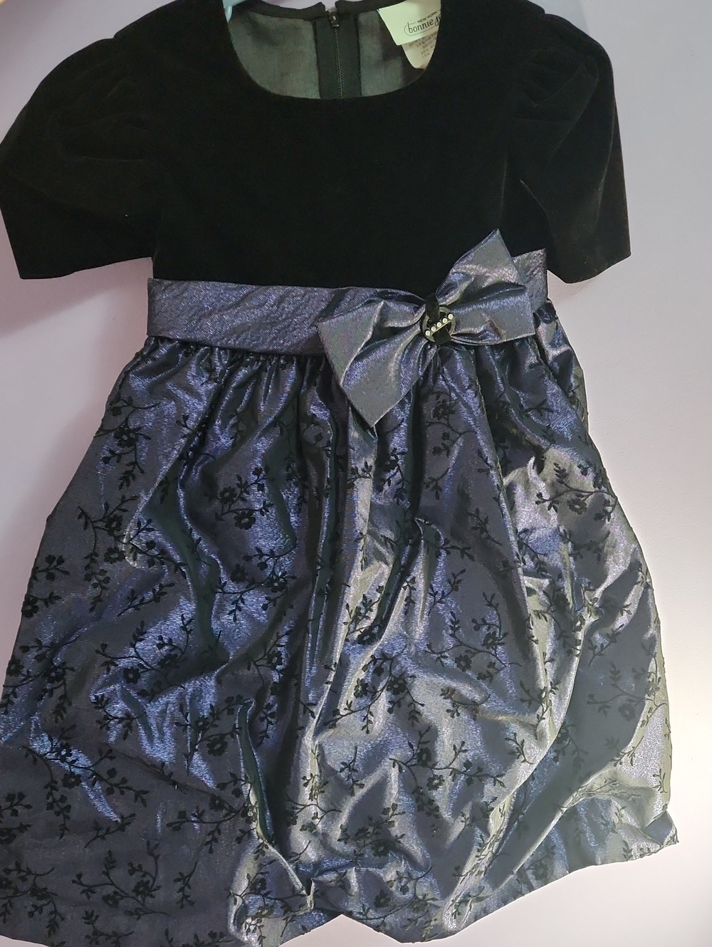 Bonnie Jean Black and Purple Girls Floral Dress